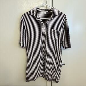 Peter Millar Black and White Striped Short Sleeve Polo